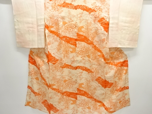 JAPANESE KIMONO / ANTIQUE SUMMER JUBAN / SILK / AUTUMN FLOWERS
